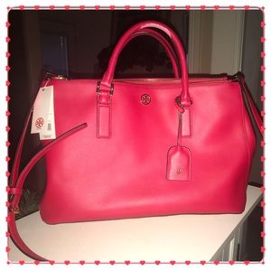 Tory Burch Saffiano Leather double zip Robinson